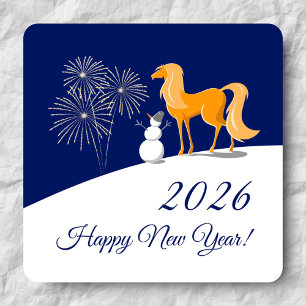 Sticker Carré Bonne année chinoise du Cheval de Feu 2026