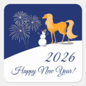 Sticker Carré Bonne année chinoise du Cheval de Feu 2026 (Devant)