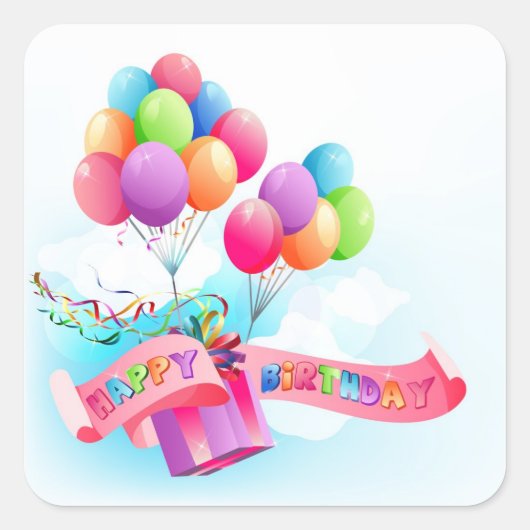 Sticker Carré Bonne autocollante d'anniversaire (Devant)