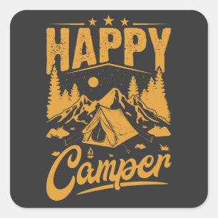 Sticker Carré Bonne aventure Camper pour les amateurs de plein a