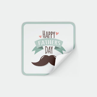 Sticker Carré Bonne fête des pères - moustache