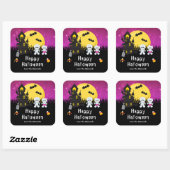 Sticker Carré Bonne fête d'Halloween maman rose (Feuille)