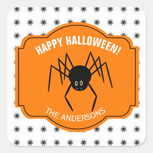 Sticker Carré Bonne Halloween Spider ID215 (Devant)