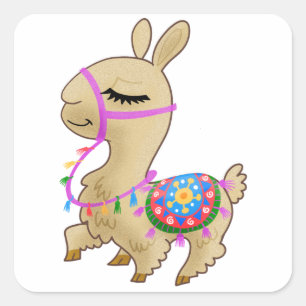 Sticker Carré Bonne Llama Caricature