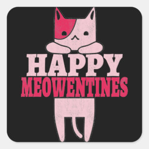 Sticker Carré Bonne Meowentines Cadeaux de Saint Valentin pour