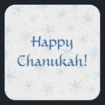 Sticker Carré Bonne neige à Chanukah<br><div class="desc">Joli design hivernal sur un simple autocollant Chanukah. Tomber la neige avec de grands flocons de neige sur un arrière - plan blanc en détresse. Texte : HEUREUX CHANUKAH ! Avec un peu d'aide de mes amis à www.scrappindoodles.com. De My_Christmas_Shoppe par She Wolf Medicine.</div>