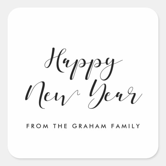 Sticker Carré Bonne nouvelle année élégante calligraphie (Devant)