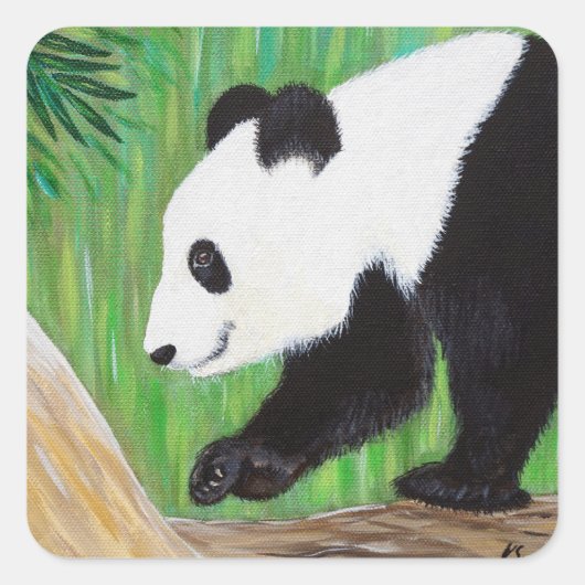 Sticker Carré Bonne peinture Panda (Devant)