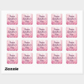 Sticker Carré Bonne Saint-Valentin de Galentine Coeurs roses (Feuille)