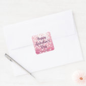 Sticker Carré Bonne Saint-Valentin de Galentine Coeurs roses (Enveloppe)