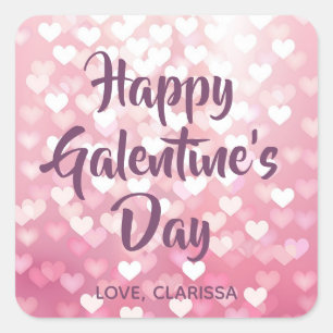 Sticker Carré Bonne Saint-Valentin de Galentine Coeurs roses