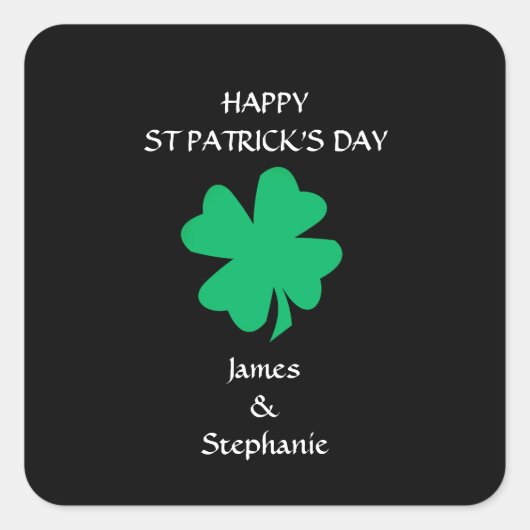 Sticker Carré Bonne St Patrick's Day 2024 Nom personnalisé Shamr (Devant)
