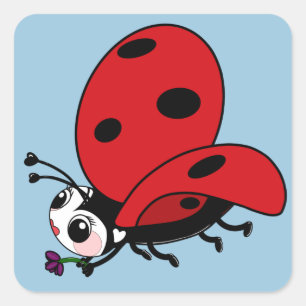 Sticker Carré Bonne Wings Ladybug