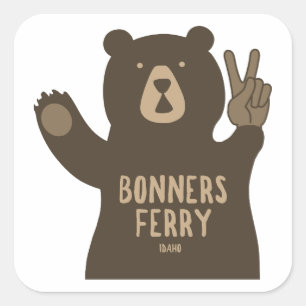 Sticker Carré Bonners Ferry Idaho Peace Bear
