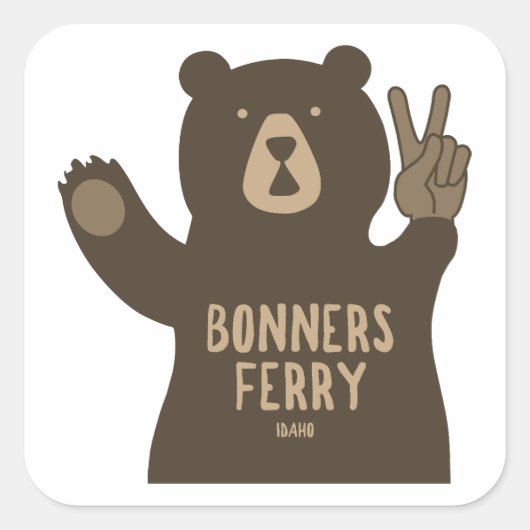 Sticker Carré Bonners Ferry Idaho Peace Bear (Devant)