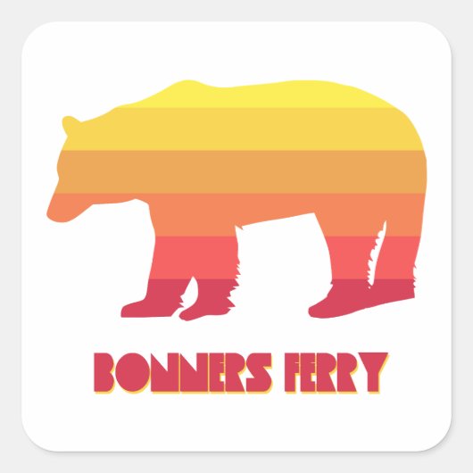 Sticker Carré Bonners Ferry Idaho Rainbow Bear (Devant)