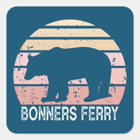 Sticker Carré Bonners Ferry Idaho Retro Bear (Devant)
