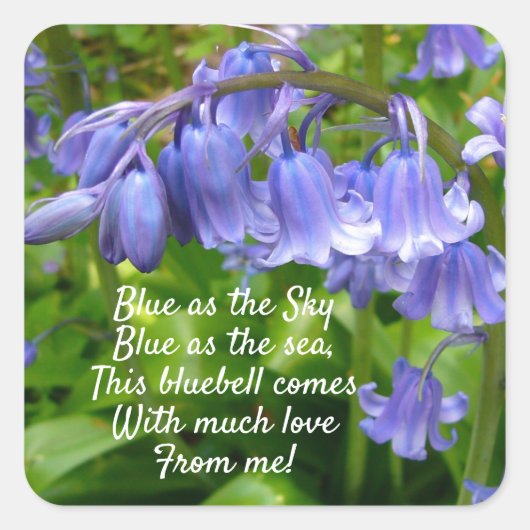 Sticker Carré Bonnie Bluebell Avec Amour (Devant)