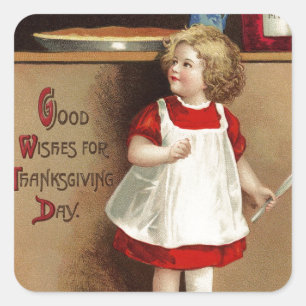 Sticker Carré Bons souhaits vintages pour le thanksgiving