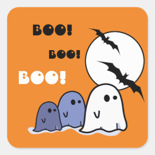 Sticker Carré Boo ! Amusant Halloween Little Ghosts