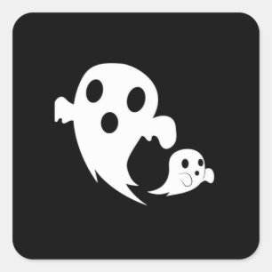 Sticker Carré Boo blanc