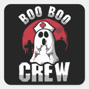 Sticker Carré Boo Boo Crew Funny Nurse Halloween