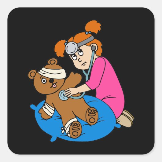 Sticker Carré Boo Boo Ours & Kid Doctor (Devant)