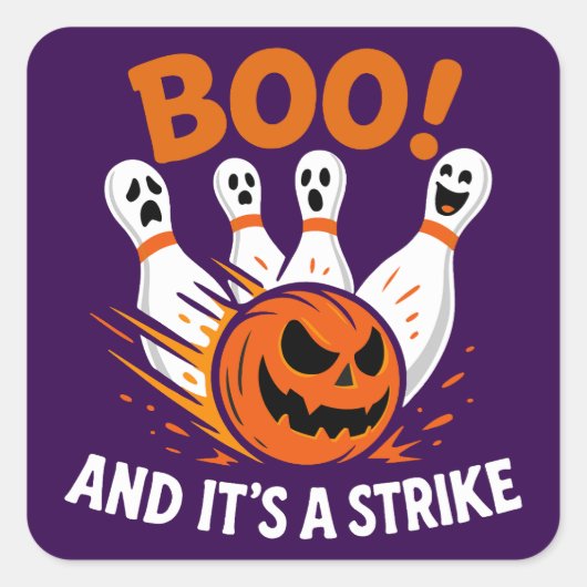 Sticker Carré Boo C'est une grève drôle Halloween Bowling (Devant)