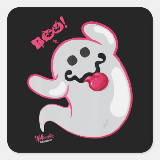 Sticker Carré Boo Ghost Bats Spider Halloween Déplaisant