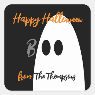Sticker Carré Boo Ghost Happy Halloween