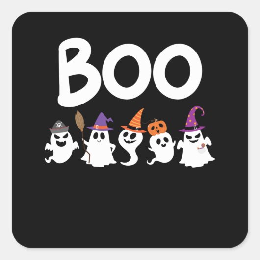 Sticker Carré Boo Halloween (Devant)