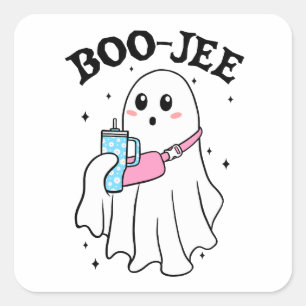 Sticker Carré Boo Jee Funny Halloween Ghost Retro
