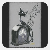 Sticker Carré Boo Kitty Hears the Music (Devant)