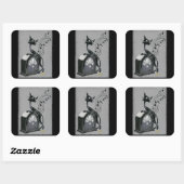 Sticker Carré Boo Kitty Hears the Music (Feuille)