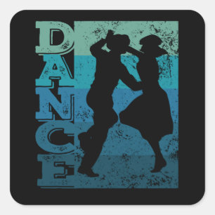Sticker Carré Boogie Woogie Swing Dancing Retro Colors Vintage