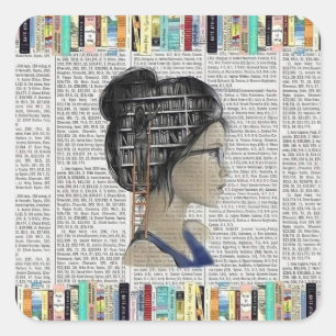 Sticker Carré Bookish Delight for Bookworts and Bibliophiles