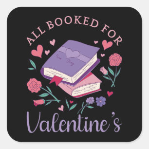 Sticker Carré Bookworm - Tous réservés pour Valentine's II