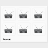 Sticker Carré Boombox Ghetto Blaster Jambox Radio Cassette (Feuille)