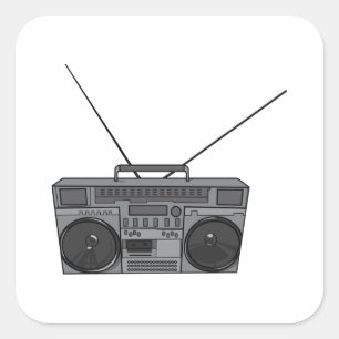 Sticker Carré Boombox Ghetto Blaster Jambox Radio Cassette