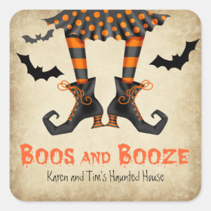 Sticker Carré Boos et Booze Adult Halloween Party