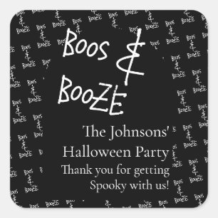 Sticker Carré Boos et Booze Merci du parti Halloween