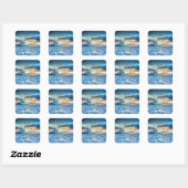 Sticker Carré Bora Bora beau coucher de soleil, étiqueté, (Feuille)
