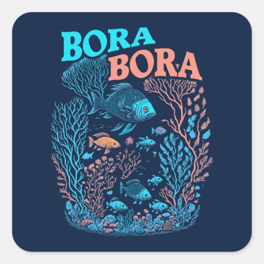 Sticker Carré Bora Bora Coral Reef (Devant)