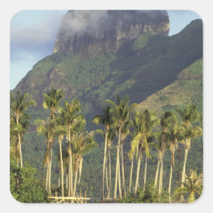 Sticker Carré Bora Bora, scène du front de mer en Polynésie fran