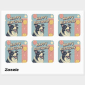 Sticker Carré Bordure Collie Chien Coloré (Feuille)