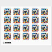 Sticker Carré Bordure Collie Skateboard (Feuille)
