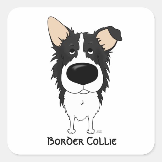 Sticker Carré Bordure du gros nez Collie (Devant)