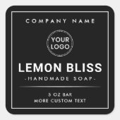 Sticker Carré Bordure moderne noir ajouter logo carré produit ét (Devant)