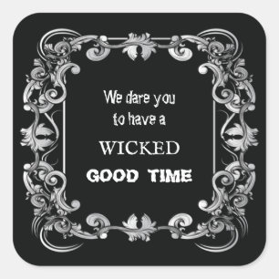 Sticker Carré Bordure orange Halloween noir