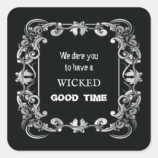 Sticker Carré Bordure orange Noir Halloween Petit (Devant)